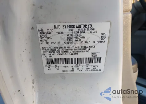 2010 Ford Escape Xlt from USA, damaged, VIN 1FMCU0DG3AKC47359